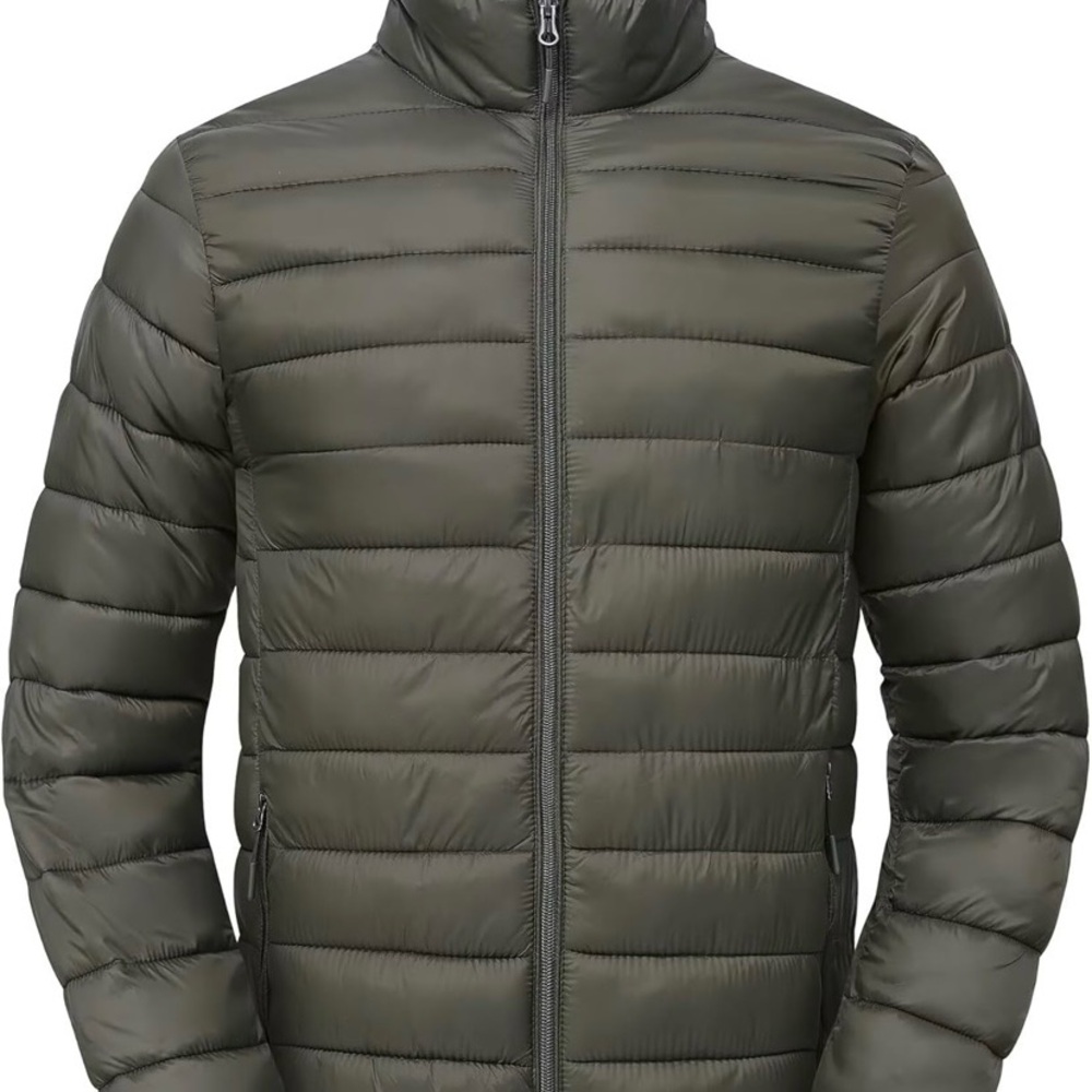 Amazon Essentials Men's Olive Puffer Jacket
